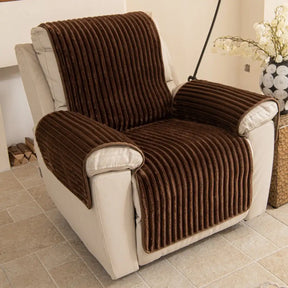Housse fauteuil de canapé en une seule pièce non glissante, douce et adaptée aux animaux - Rayures