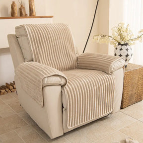 Housse fauteuil de canapé en une seule pièce non glissante, douce et adaptée aux animaux - Rayures
