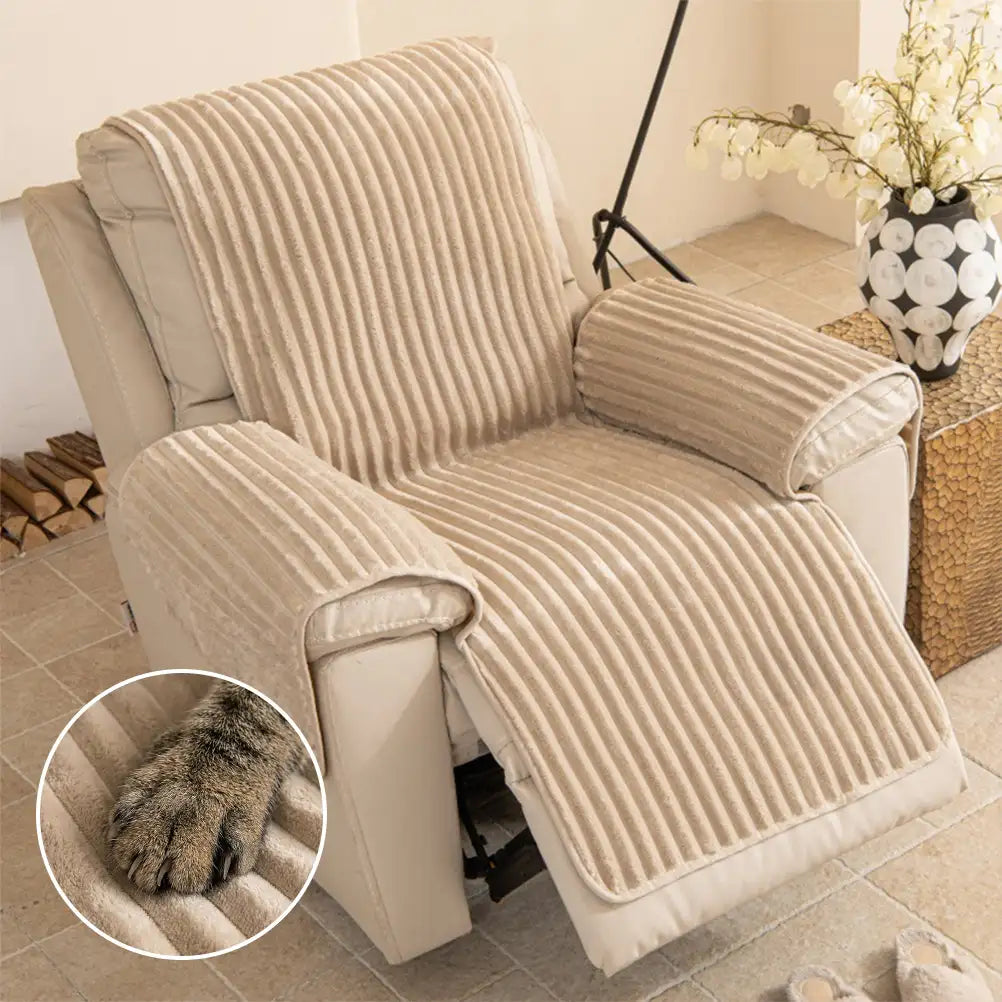 Housse fauteuil de canapé en une seule pièce non glissante, douce et adaptée aux animaux - Rayures