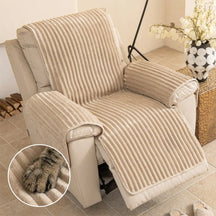 Housse fauteuil de canapé en une seule pièce non glissante, douce et adaptée aux animaux - Rayures