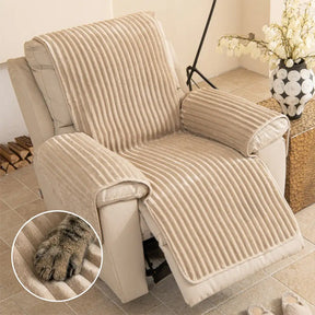 Housse fauteuil de canapé en une seule pièce non glissante, douce et adaptée aux animaux - Rayures