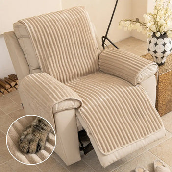 Housse fauteuil de canapé en une seule pièce non glissante, douce et adaptée aux animaux - Rayures