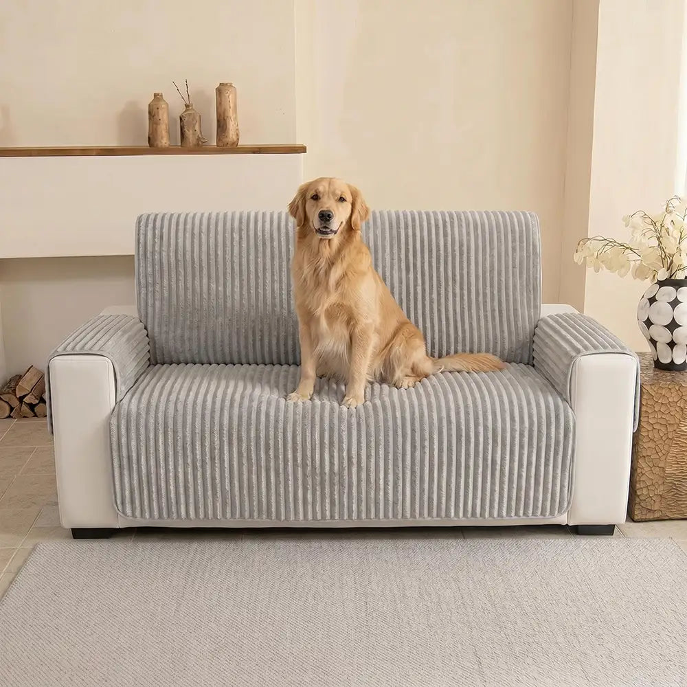 Housse fauteuil de canapé en une seule pièce non glissante, douce et adaptée aux animaux - Rayures
