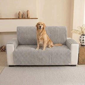 Housse fauteuil de canapé en une seule pièce non glissante, douce et adaptée aux animaux - Rayures