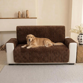 Housse fauteuil de canapé en une seule pièce non glissante, douce et adaptée aux animaux - Rayures
