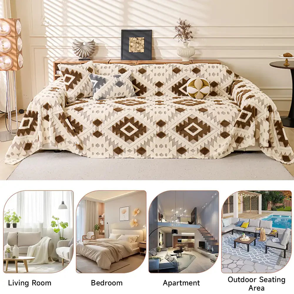 Couverture en tissu épais à motifs géométriques pour meubles