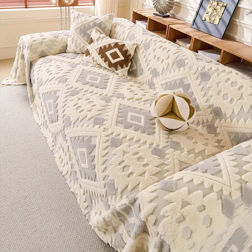 Couverture en tissu épais à motifs géométriques pour meubles