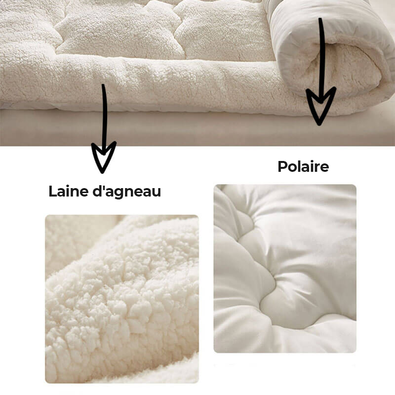 Grand Surmatelas Douillet en Laine d'Agneau pour Animaux et Humains