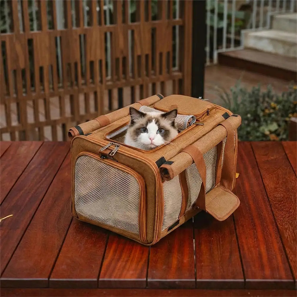 Sac de transport pour chat portable, respirant, à grande capacité, extensible et multifonctionnel Approuvé par les compagnies aériennes
