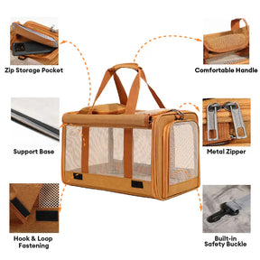 Sac de transport pour chat portable, respirant, à grande capacité, extensible et multifonctionnel Approuvé par les compagnies aériennes