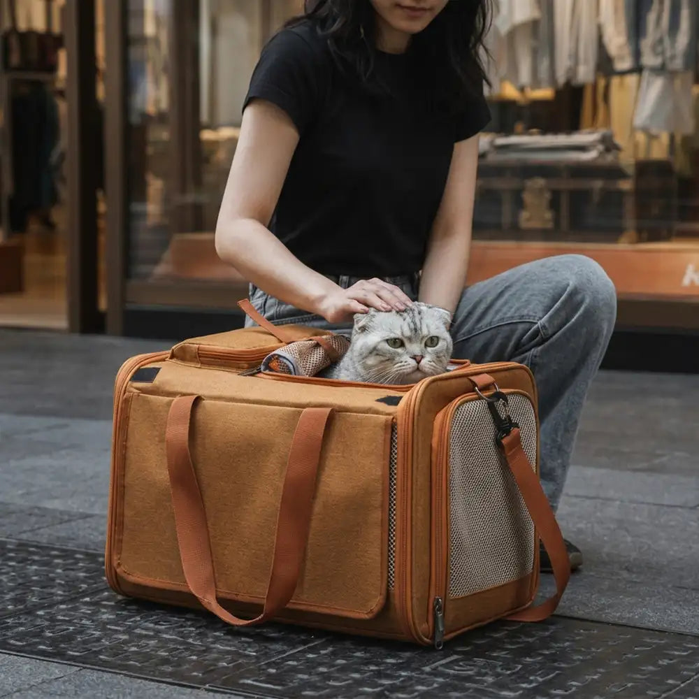 Sac de transport pour chat portable, respirant, à grande capacité, extensible et multifonctionnel Approuvé par les compagnies aériennes