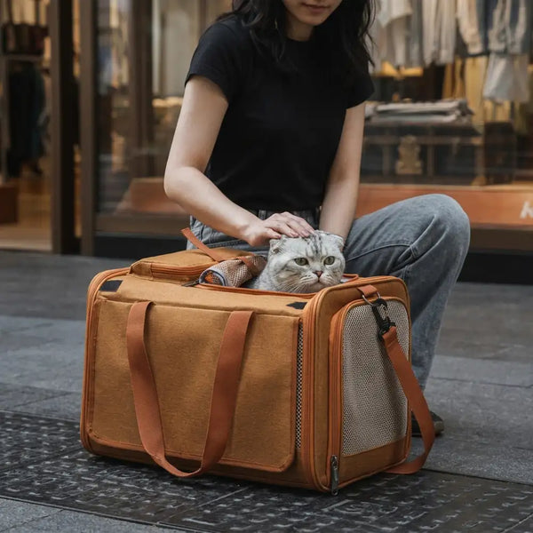 Sac de transport pour chat portable, respirant, à grande capacité, extensible et multifonctionnel Approuvé par les compagnies aériennes