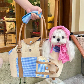 Sac de transport pour animaux de compagnie en toile synthétique imperméable avec distributeur de sacs à excréments