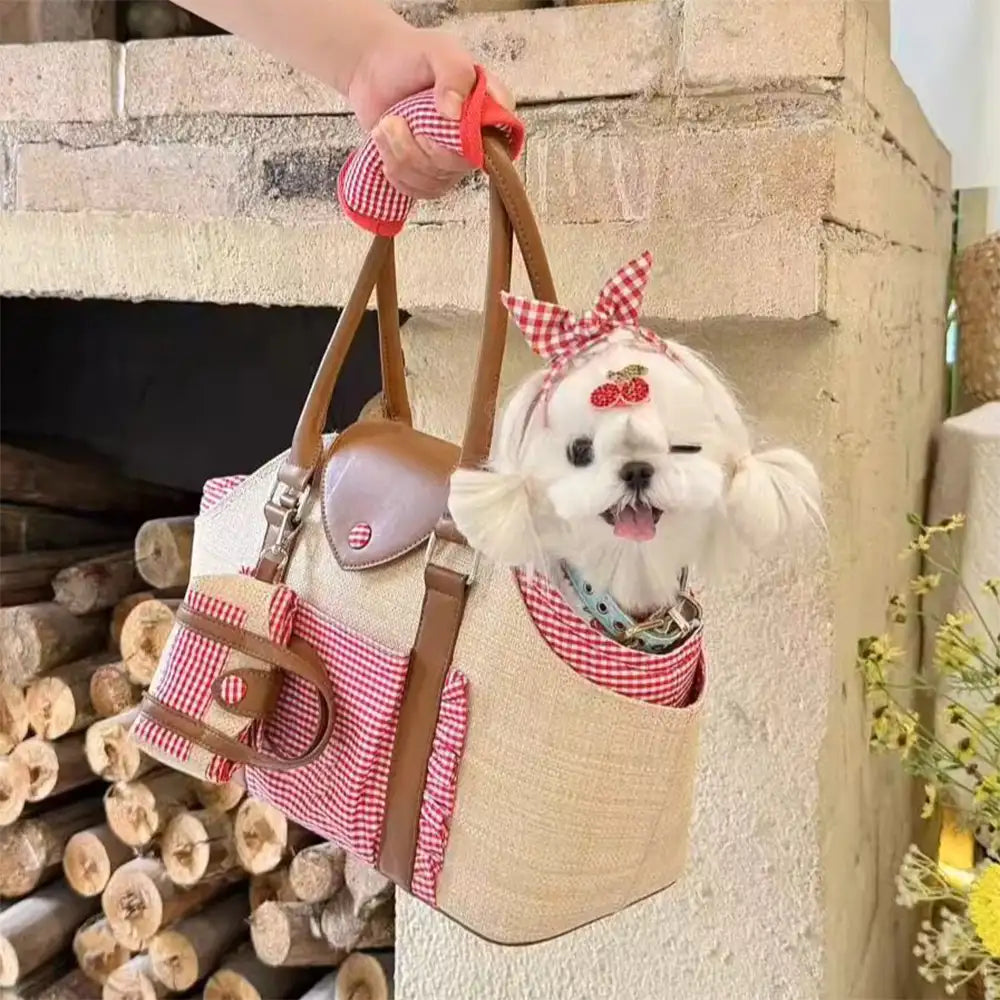 Sac de transport pour animaux de compagnie en toile synthétique imperméable avec distributeur de sacs à excréments