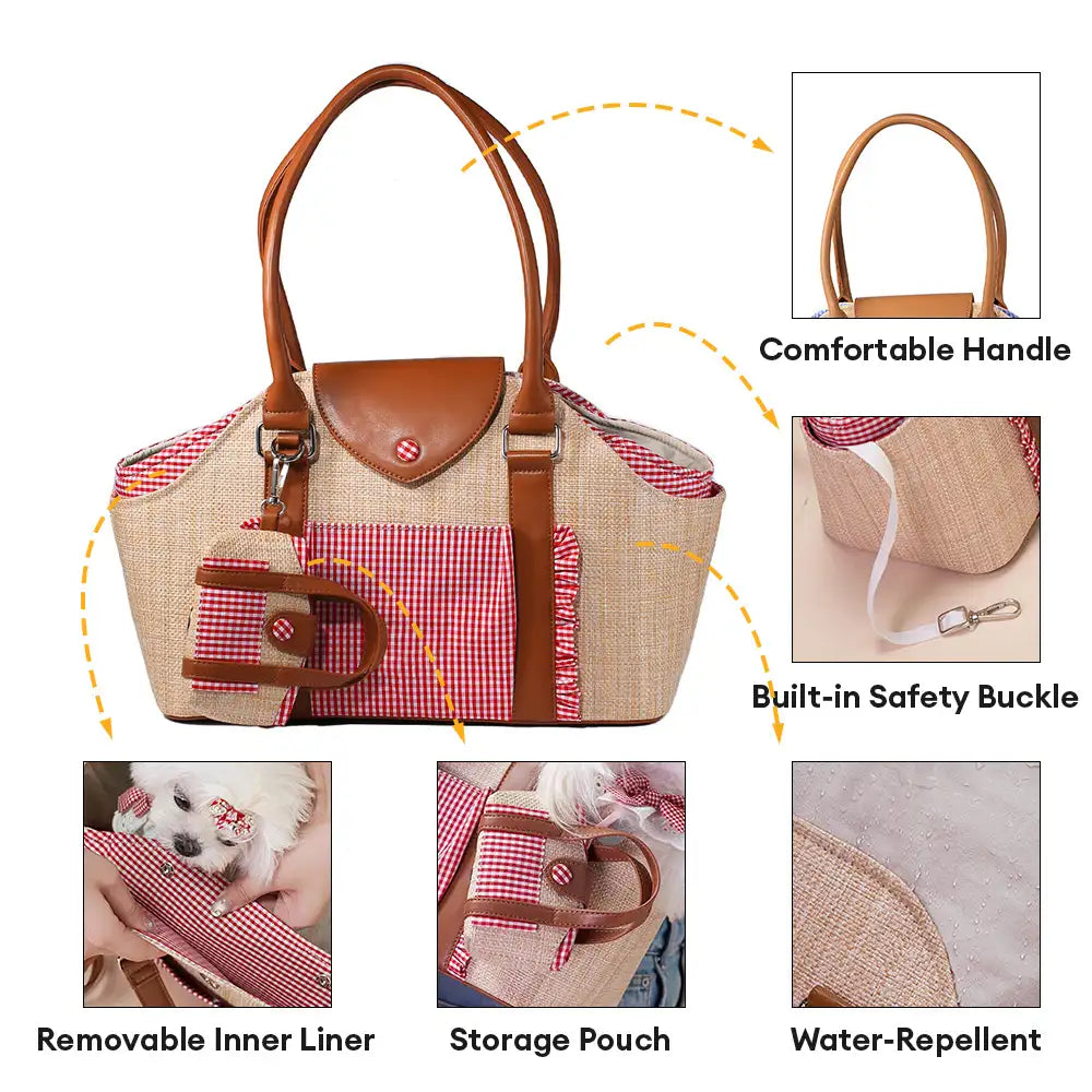 Sac de transport pour animaux de compagnie en toile synthétique imperméable avec distributeur de sacs à excréments