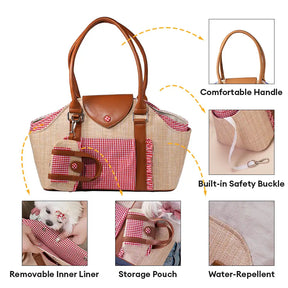 Sac de transport pour animaux de compagnie en toile synthétique imperméable avec distributeur de sacs à excréments