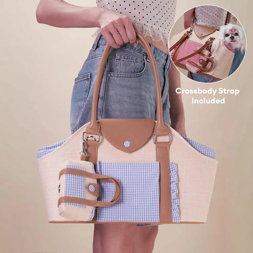 Sac de transport pour animaux de compagnie en toile synthétique imperméable avec distributeur de sacs à excréments