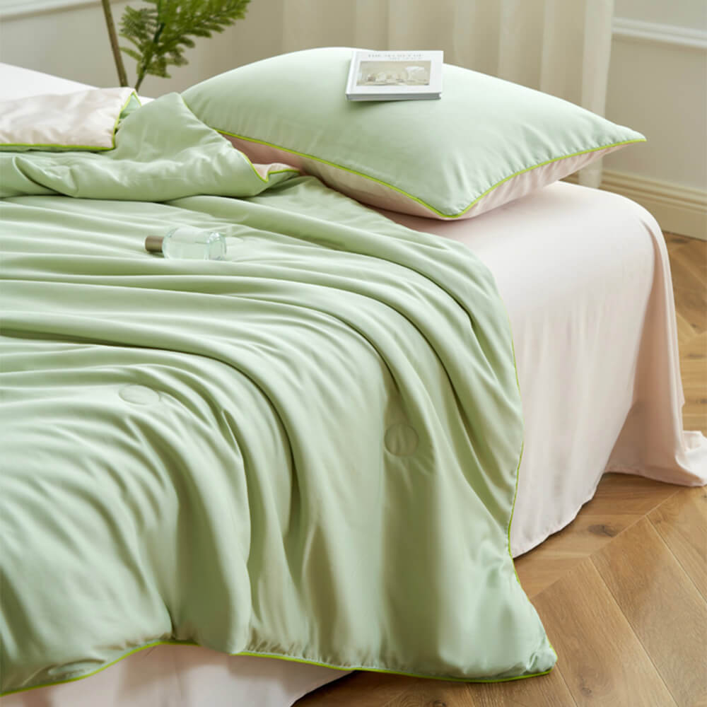 Ensemble Draps et Couette en Soie Glacée Premium Double Face Housse de Matelas