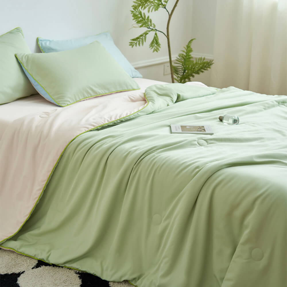 Ensemble Draps et Couette en Soie Glacée Premium Double Face Housse de Matelas