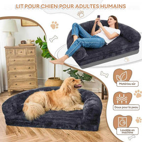 Lit pliable grand modèle chic en peluche pour chien et pour humain
