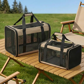 Sac de transport pour chat portable, extensible et respirant pour les voyages et le vétérinaire.