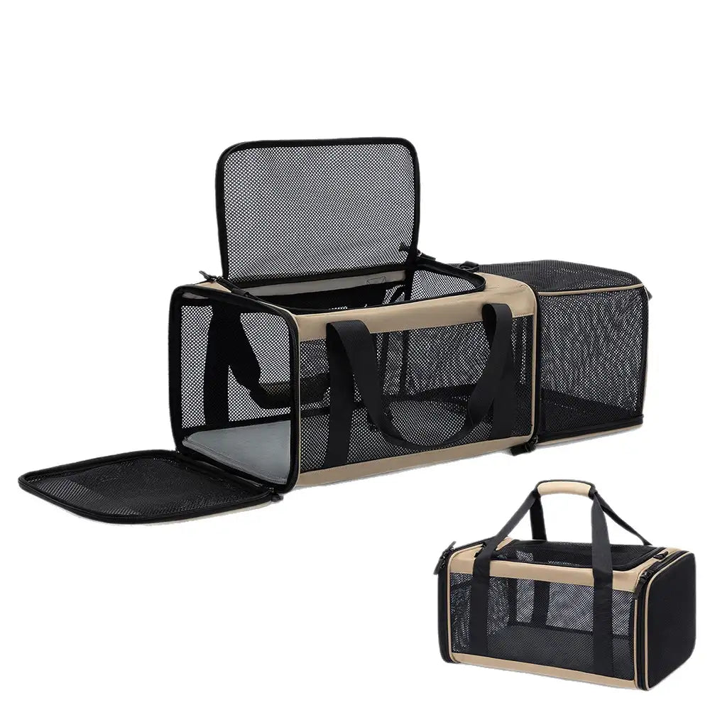 Sac de transport pour chat portable, extensible et respirant pour les voyages et le vétérinaire.