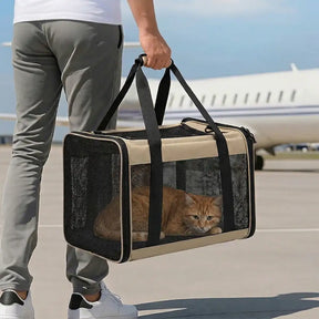 Sac de transport pour chat portable, extensible et respirant pour les voyages et le vétérinaire.