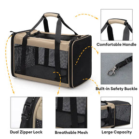 Sac de transport pour chat portable, extensible et respirant pour les voyages et le vétérinaire.