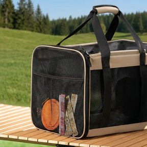 Sac de transport pour chat portable, extensible et respirant pour les voyages et le vétérinaire.