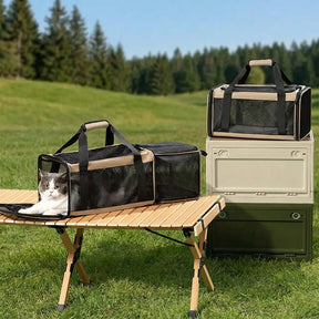 Sac de transport pour chat portable, extensible et respirant pour les voyages et le vétérinaire.