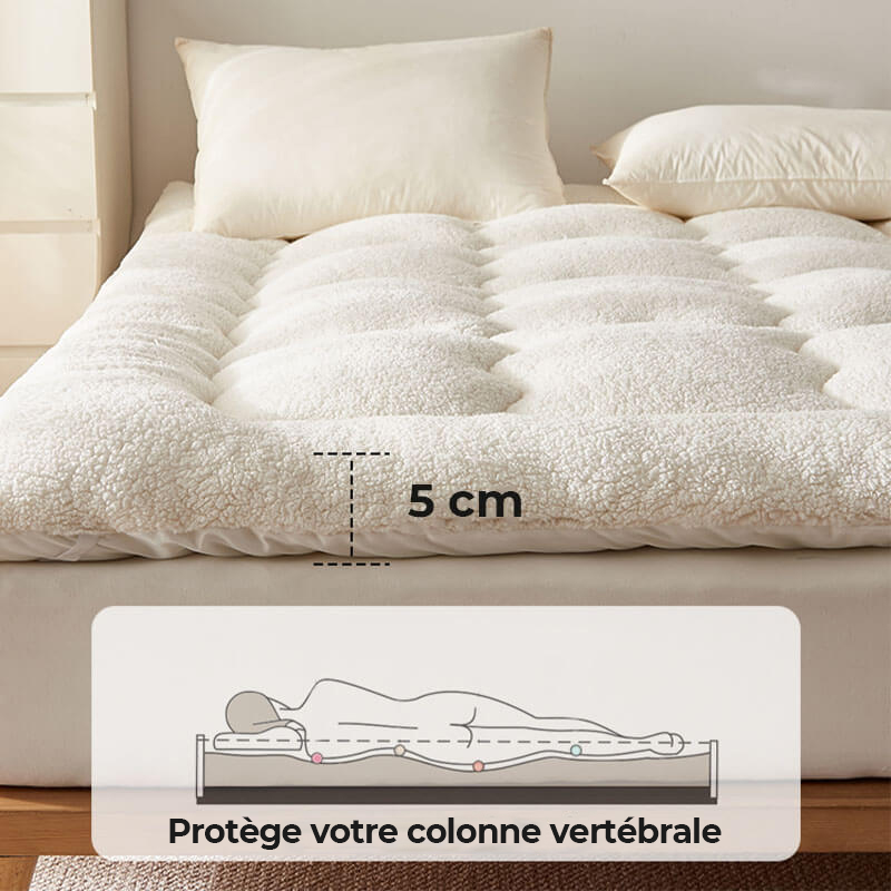 Grand Surmatelas Douillet en Laine d'Agneau pour Animaux et Humains