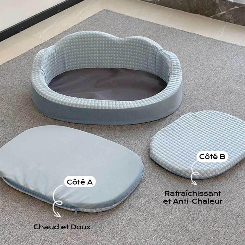 Lit réversible lavable antidérapant rafraîchissant en forme de nuage pour chien et chat