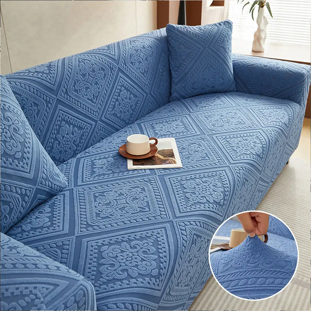 Housse de canapé extensible magique en jacquard rétro à motifs, protection intégrale.