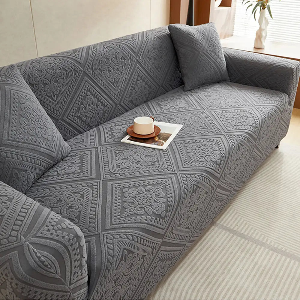 Housse de canapé extensible magique en jacquard rétro à motifs, protection intégrale.