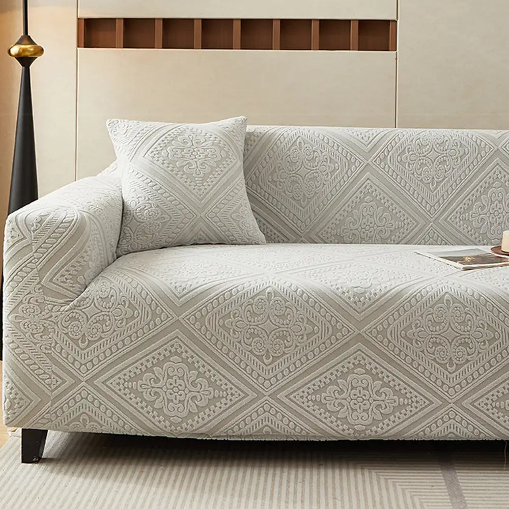 Housse de canapé extensible magique en jacquard rétro à motifs, protection intégrale.