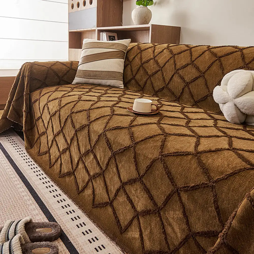 Housse de canapé en chenille jacquard rétro jungle anti-rayures Jeté de canapé