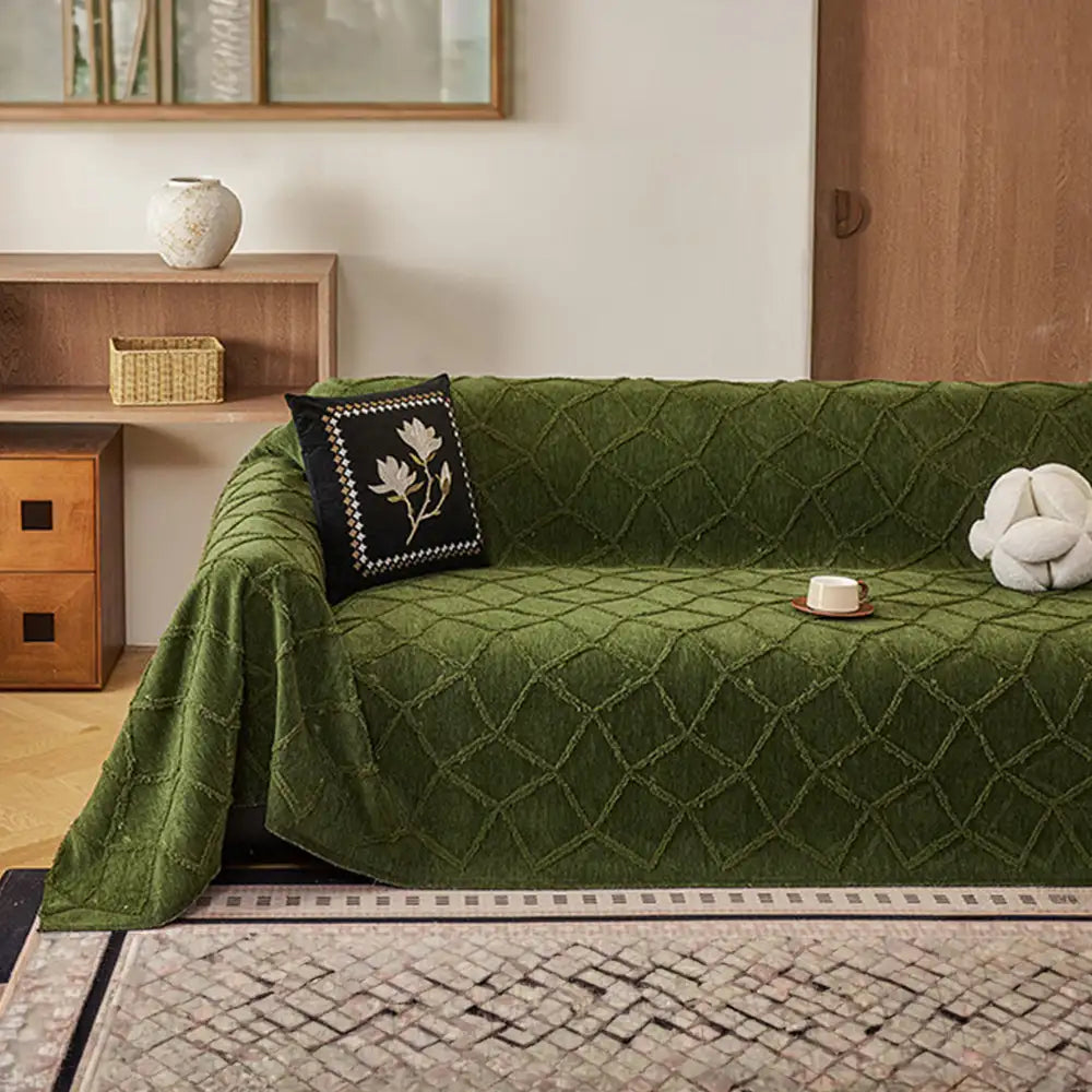 Housse de canapé en chenille jacquard rétro jungle anti-rayures Jeté de canapé