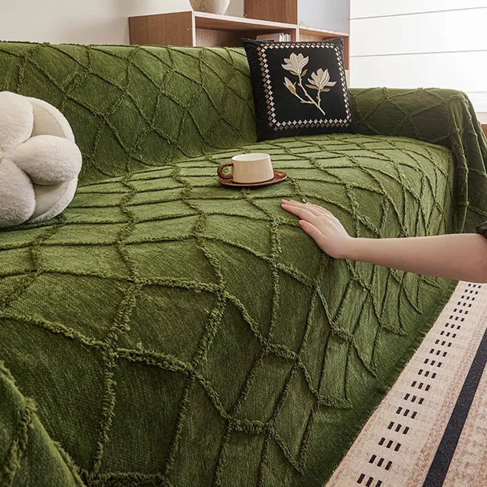 Housse de canapé en chenille jacquard rétro jungle anti-rayures Jeté de canapé