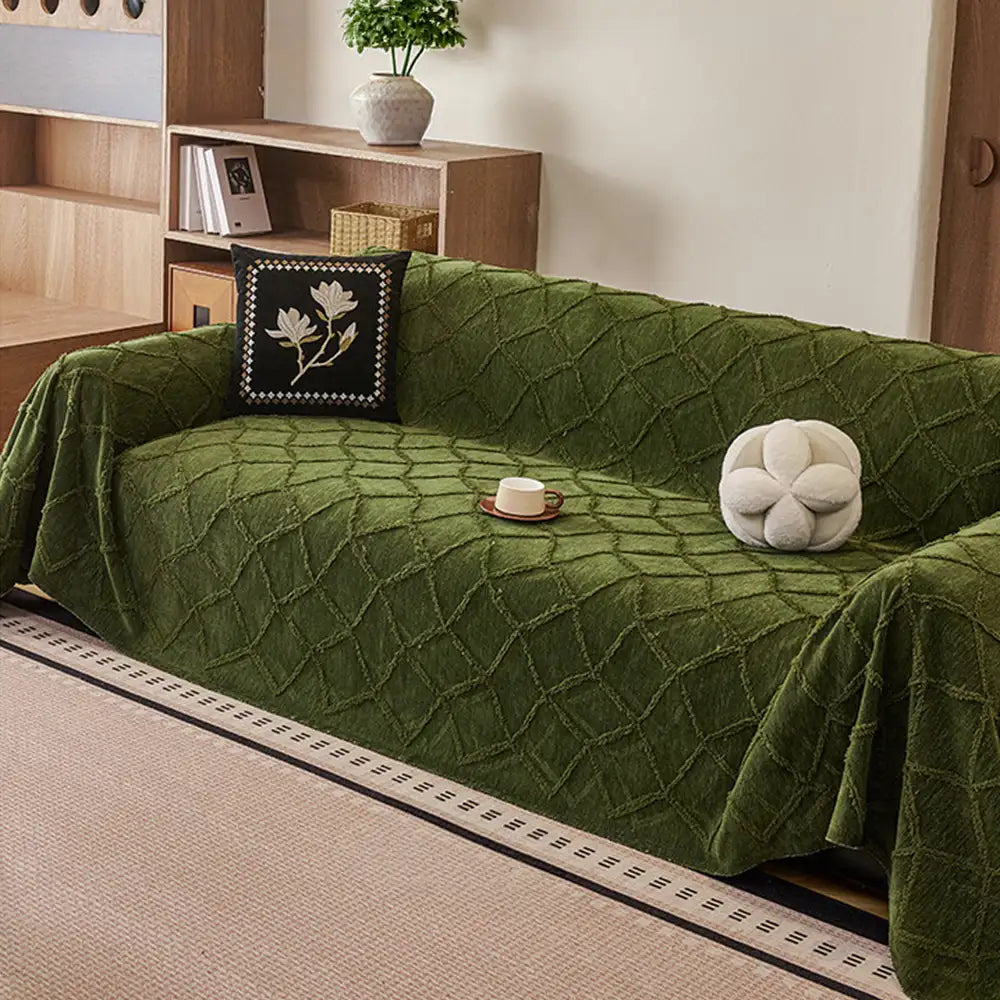 Housse de canapé en chenille jacquard rétro jungle anti-rayures Jeté de canapé