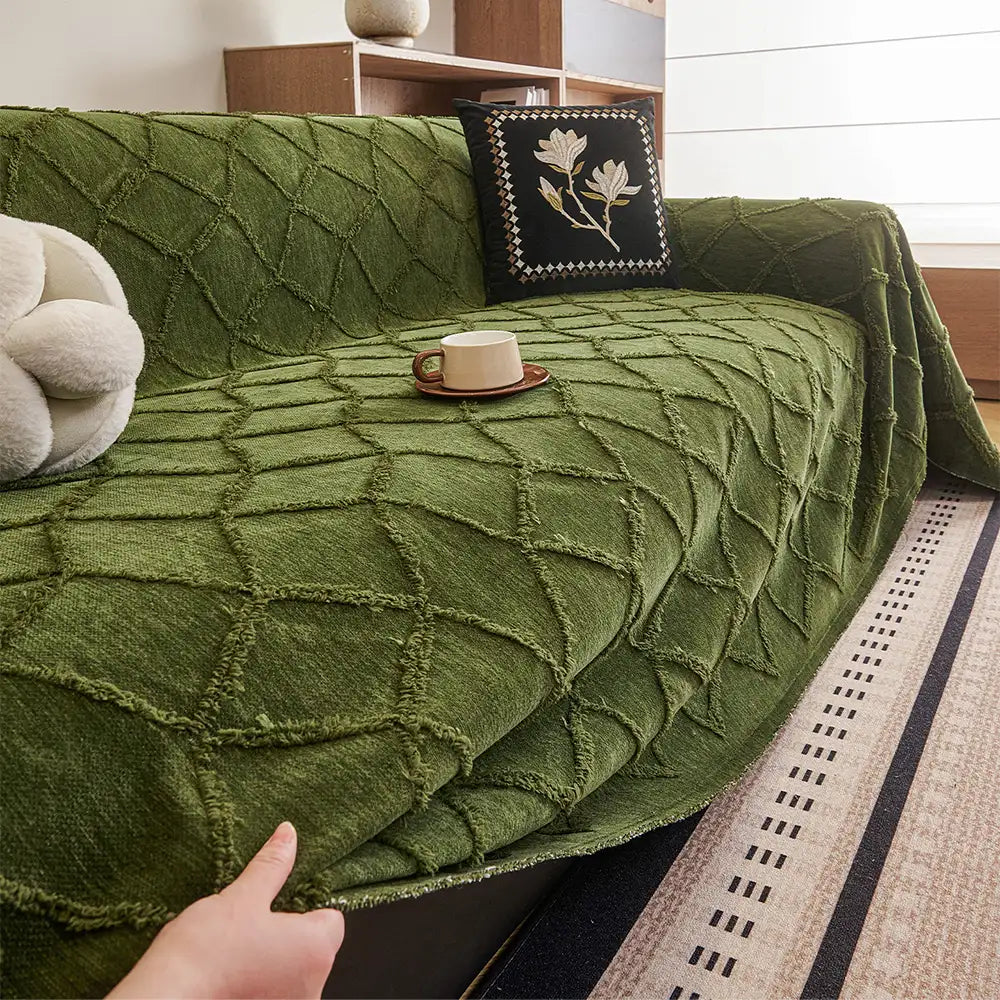 Housse de canapé en chenille jacquard rétro jungle anti-rayures Jeté de canapé