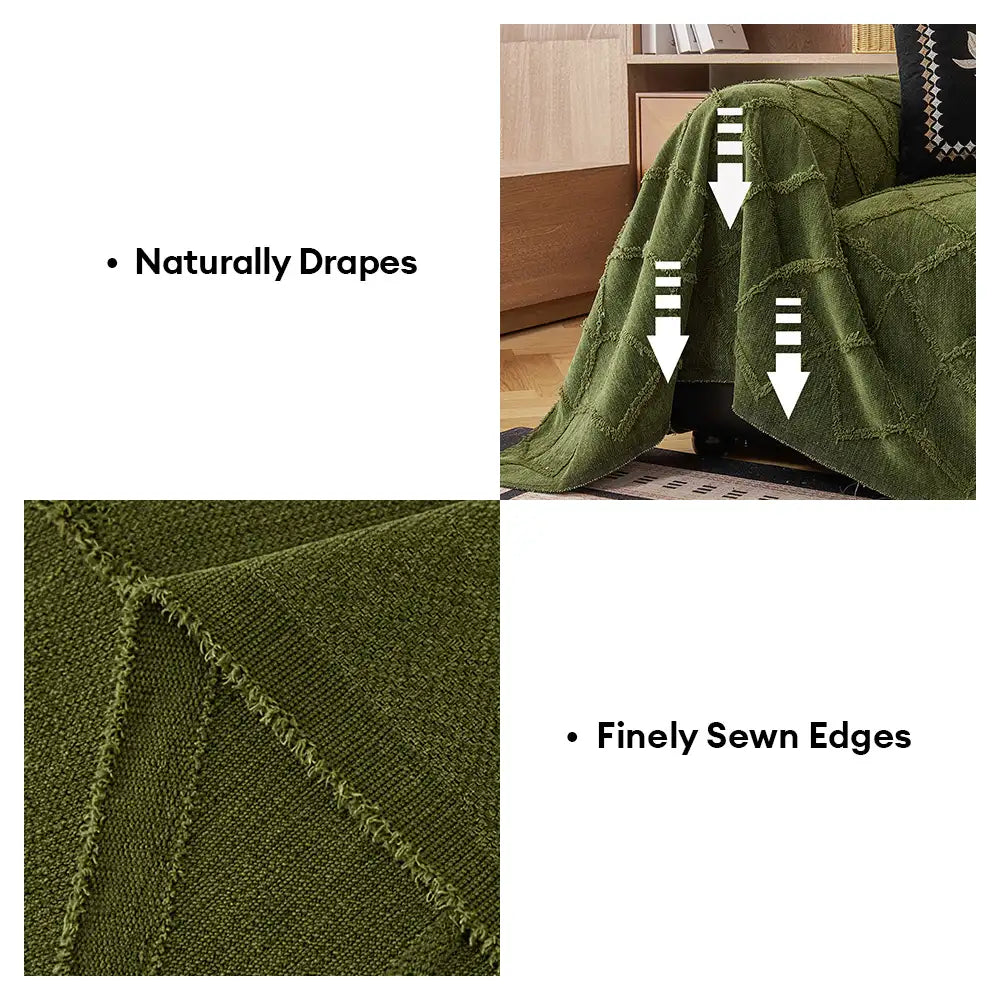 Housse de canapé en chenille jacquard rétro jungle anti-rayures Jeté de canapé