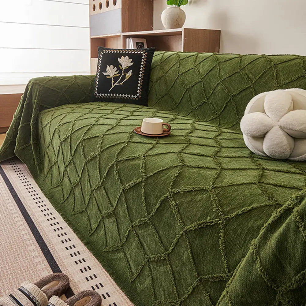 Housse de canapé en chenille jacquard rétro jungle anti-rayures Jeté de canapé