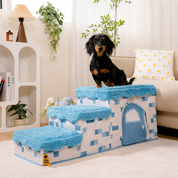 Escalier pliable pour animaux de compagnie fait main avec rangement - Blocky PawGame