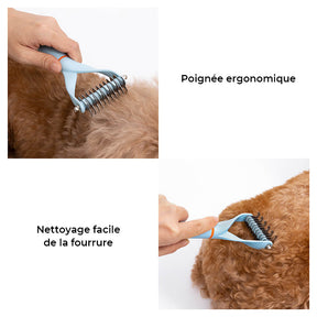 Peigne démêlant sécuritaire pour animaux - Lames double face