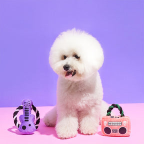 Jouet à mâcher pour chien en forme de boombox avec guitare en peluche Rockstar