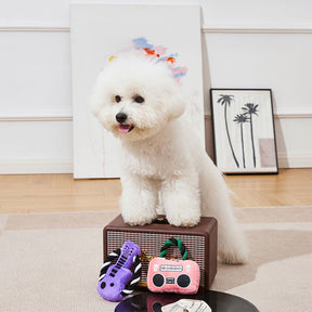 Jouet à mâcher pour chien en forme de boombox avec guitare en peluche Rockstar