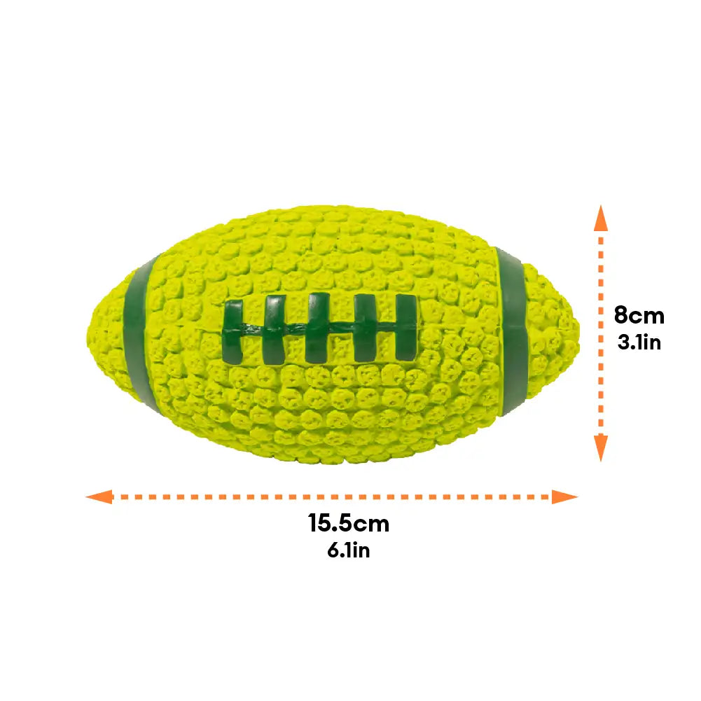 Jouet à mâcher en forme de rugby pour chien avec couineur