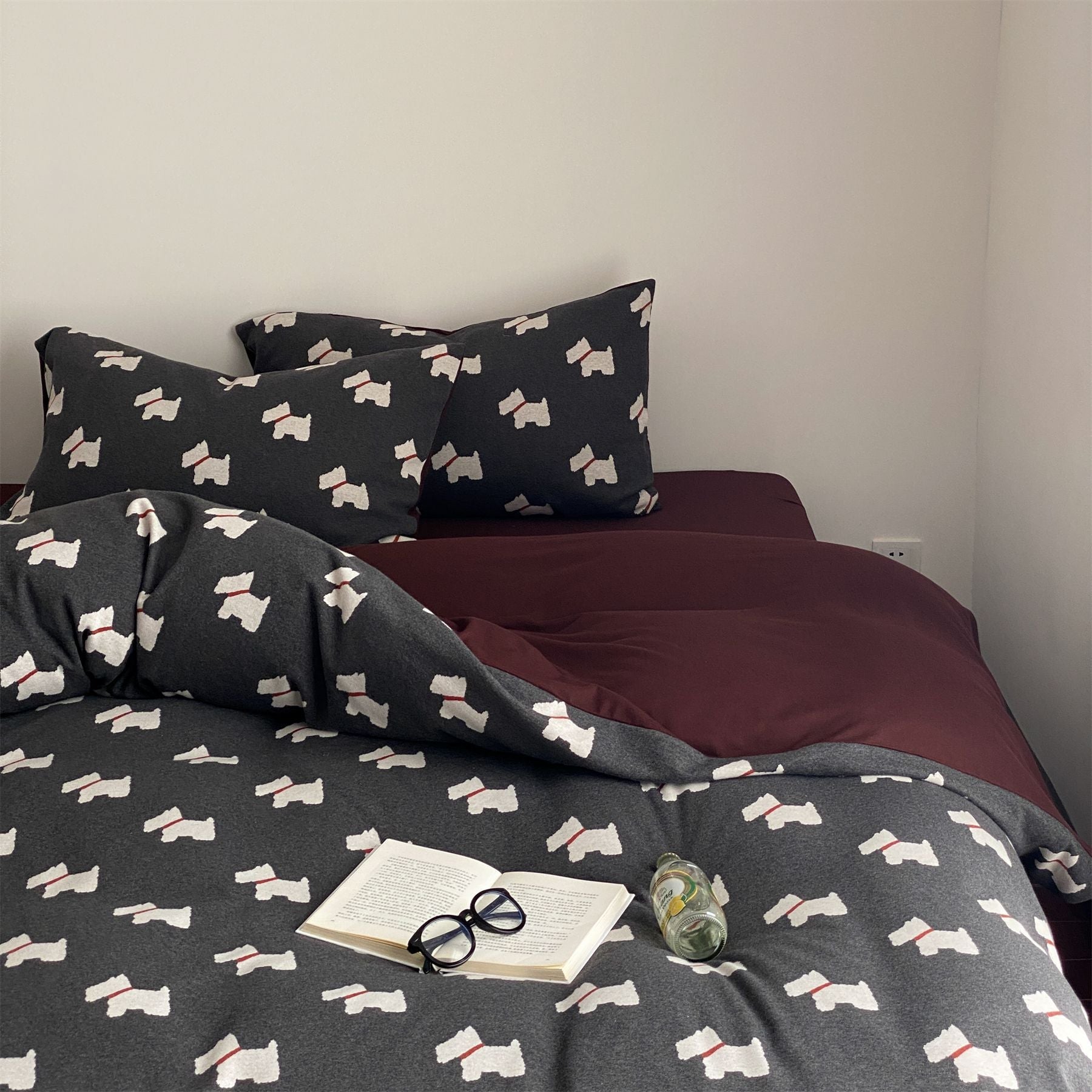 Parure en coton jacquard tricoté avec petit chiot mignon