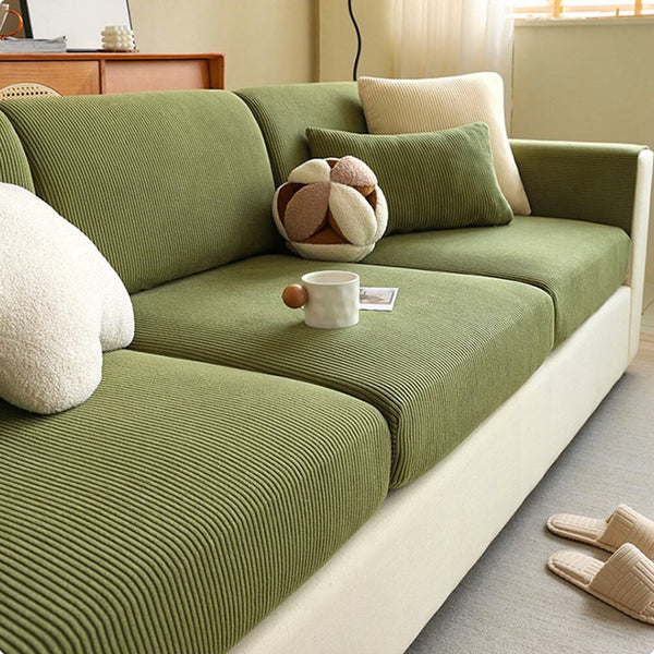 Housse de canapé d'angle extensible velours côtelé anti-rayures housse de canapé 3 places