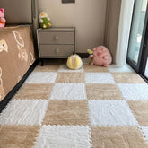 Tapis intérieur doux antidérapant à motif carreaux